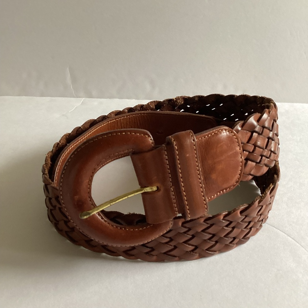 Coach Belt Womens Large British Tan Vintage Leather Braided 3852 Woven Luxury